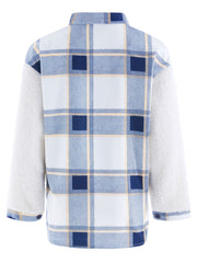 Shacket Plaid Graceful Stitching Lambswool Jacket