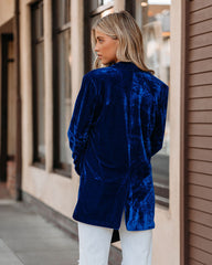 Chicest Pocketed Velvet Blazer - Blue