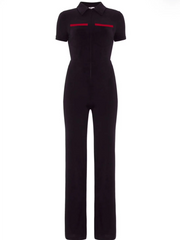 Double-Pocket Bodycon Velvet Jumpsuit