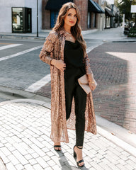 Mixer Button Down Sequin Duster - Copper