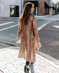 Mixer Button Down Sequin Duster - Copper