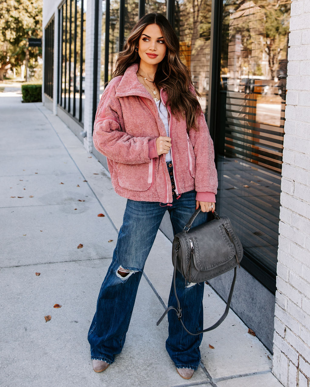 Carey Pocketed Quilted Jacket - Rose Pink