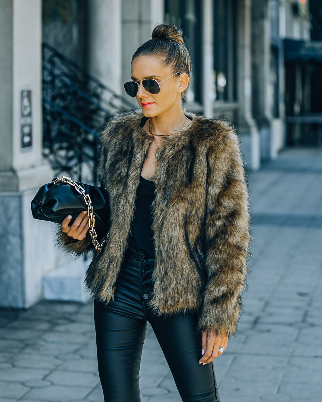 Giana Pocketed Faux Fur Jacket