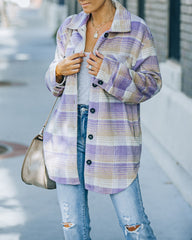 Faustina Pocketed Plaid Shacket - Lavender