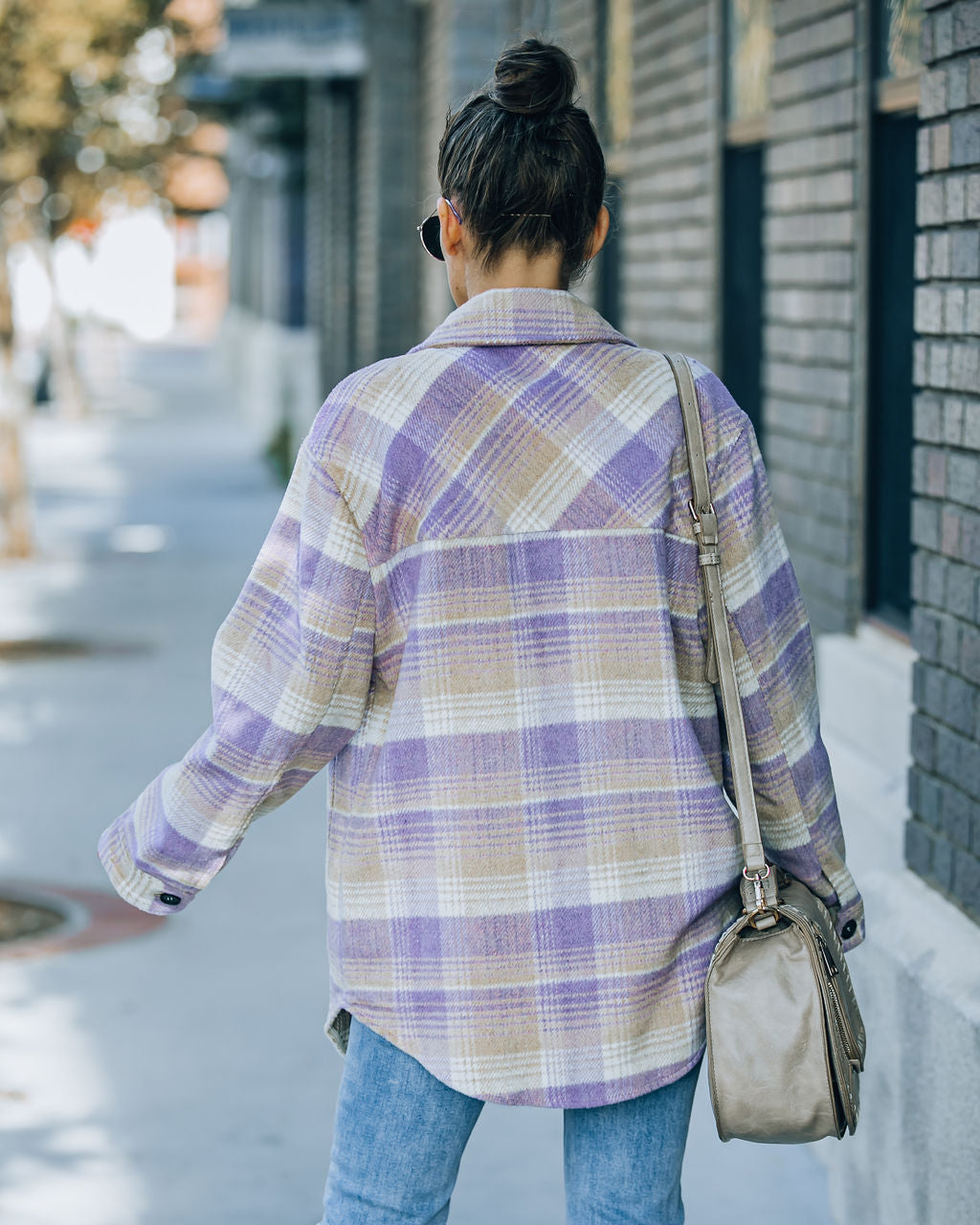 Faustina Pocketed Plaid Shacket - Lavender