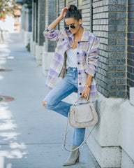 Faustina Pocketed Plaid Shacket - Lavender