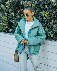 Cassian Pocketed Quilted Puffer Jacket - Seafoam