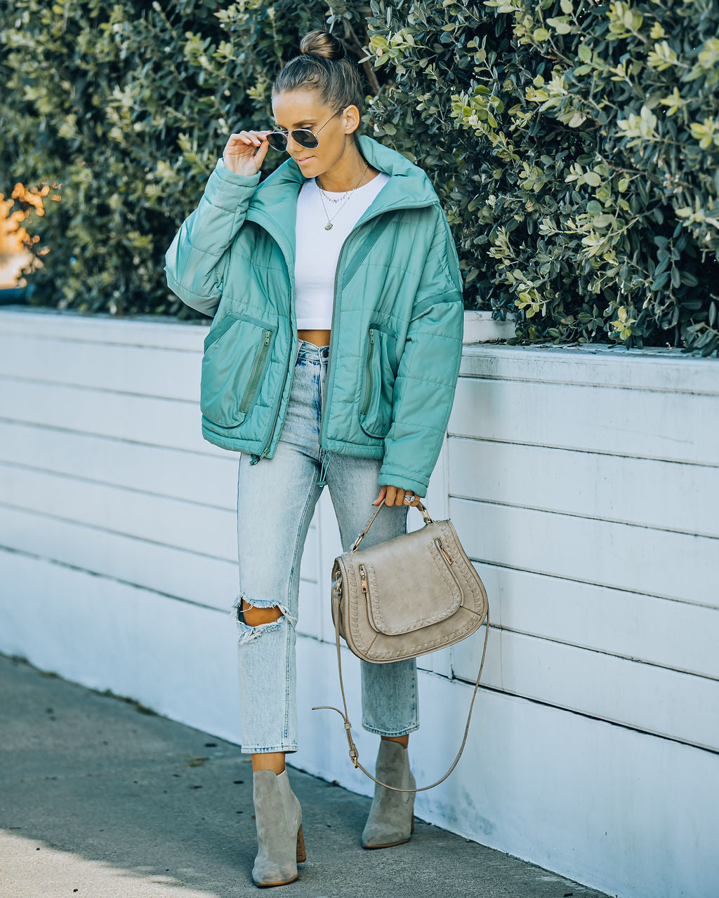 Cassian Pocketed Quilted Puffer Jacket - Seafoam