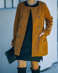 Spread The Warmth Pocketed Peacoat - Dark Camel