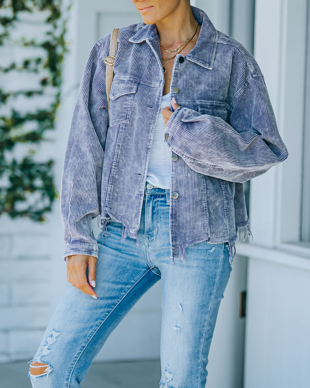 Paddington Distressed Cotton Corduroy Jacket - Lavender