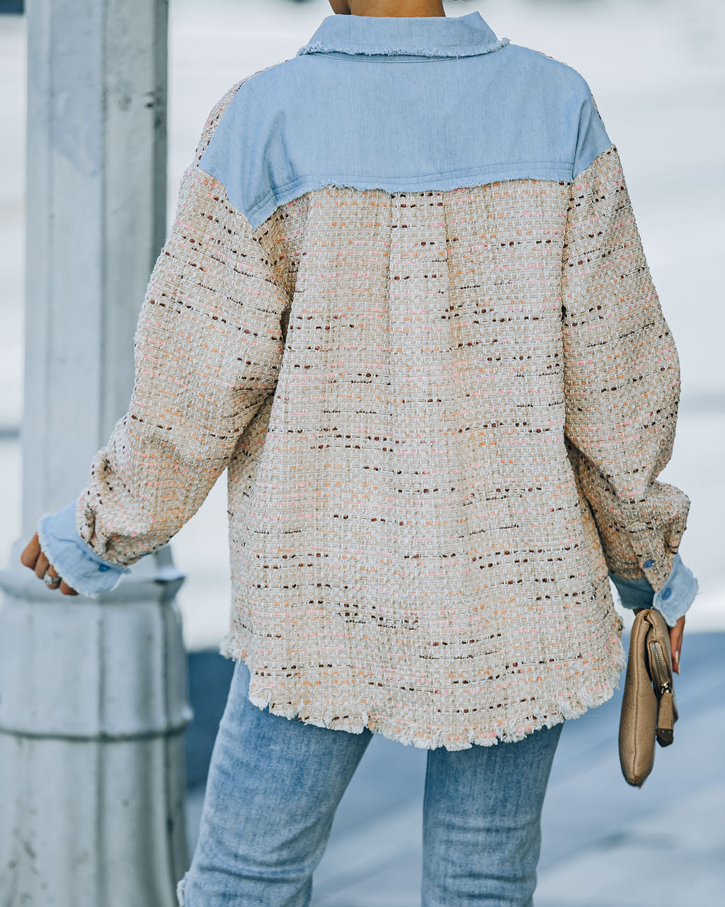 Garvin Tweed Button Down Shacket - Beige