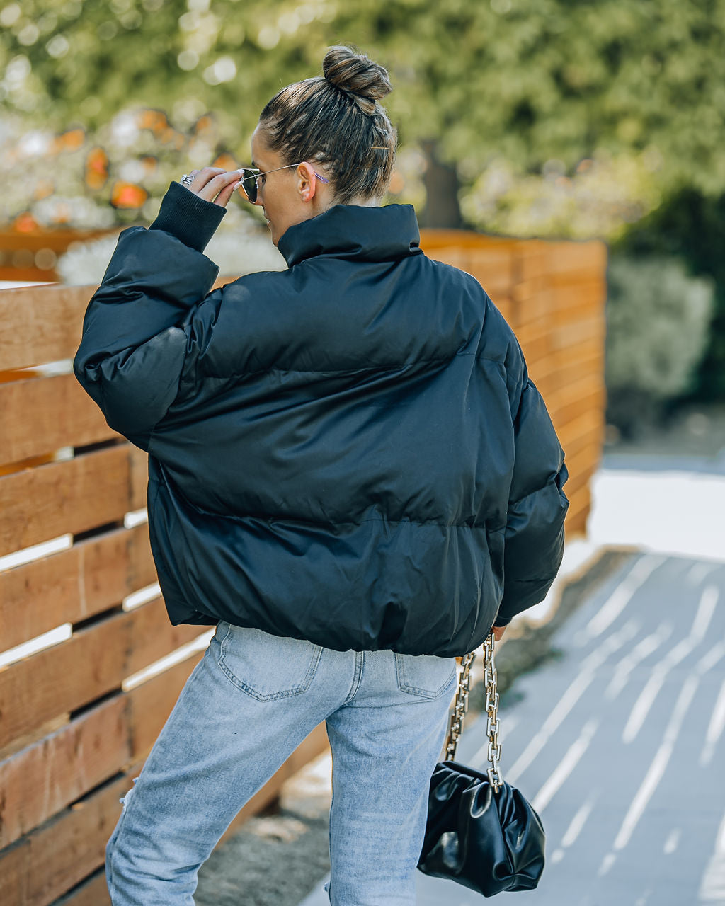 Alina Pocketed Puffer Jacket - Black