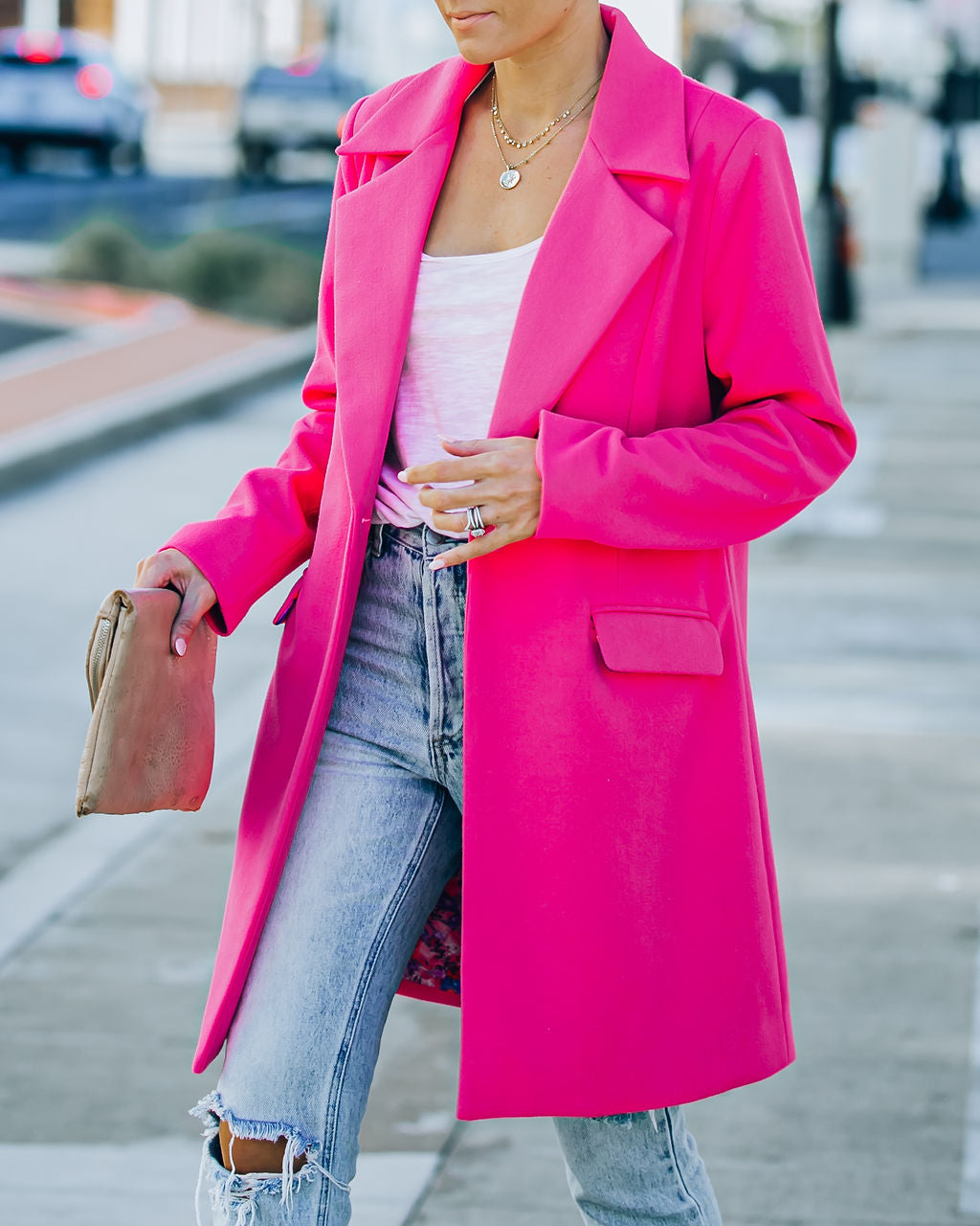 Frisco Pocketed Coat - Hot Pink