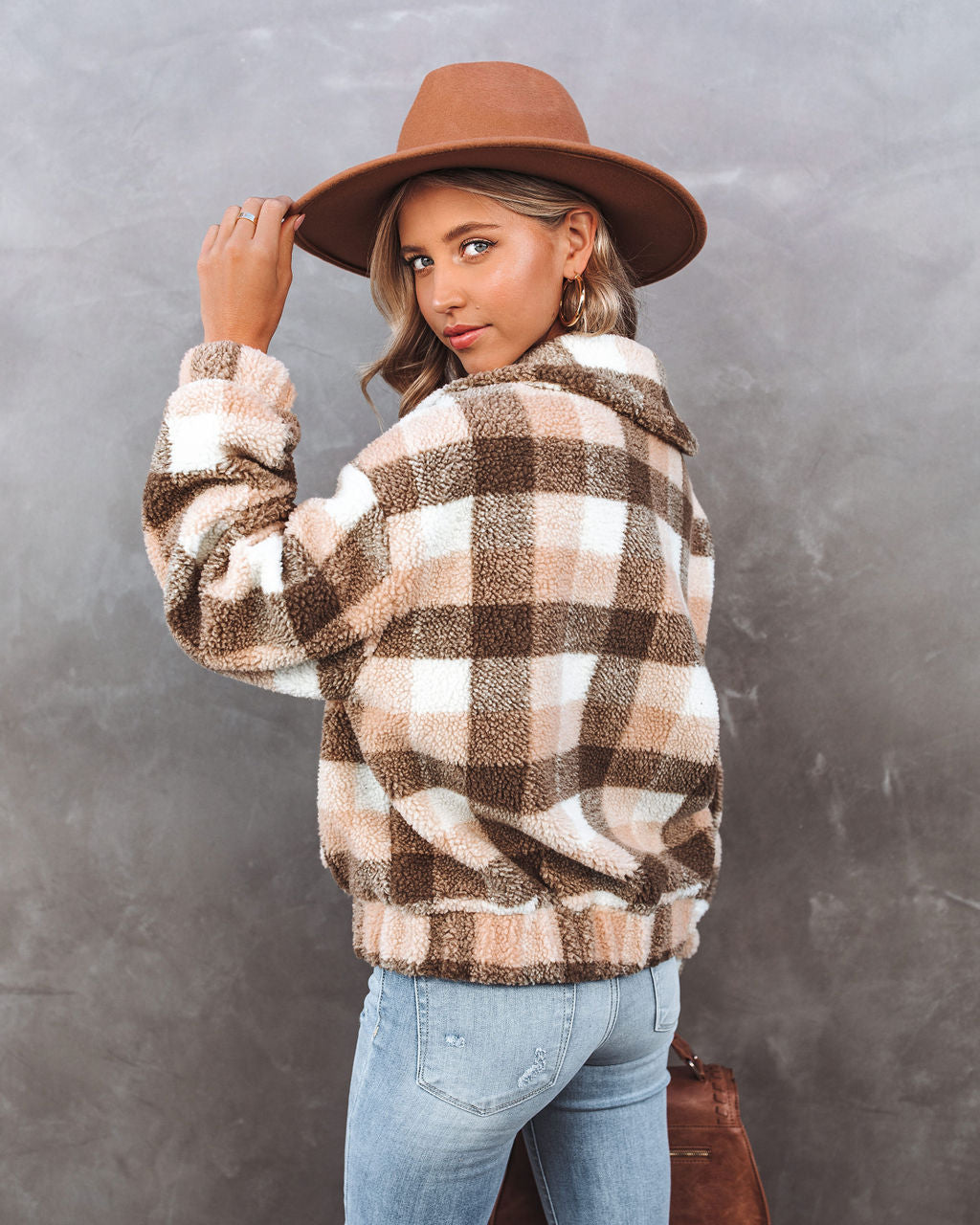 Forever Plaid Pocketed Teddy Jacket