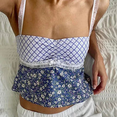 Flower X Checkered Coquette Cami Top