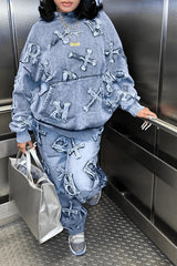 Frayed Cross & Letter Patch Hoodie