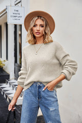 women's round neck loose pullover knit sweater