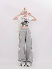 Gray Side Bow Tie Sweatpants