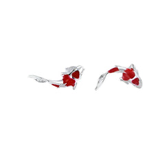 Red Koi Silver Earring