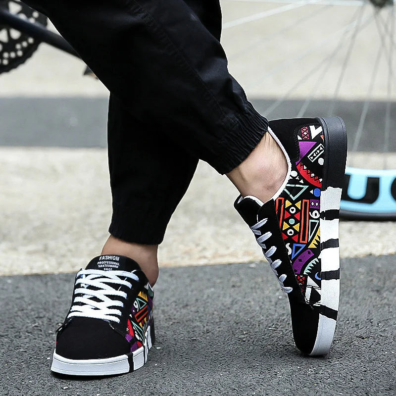 Colorful Graffiti Skateboard Shoes