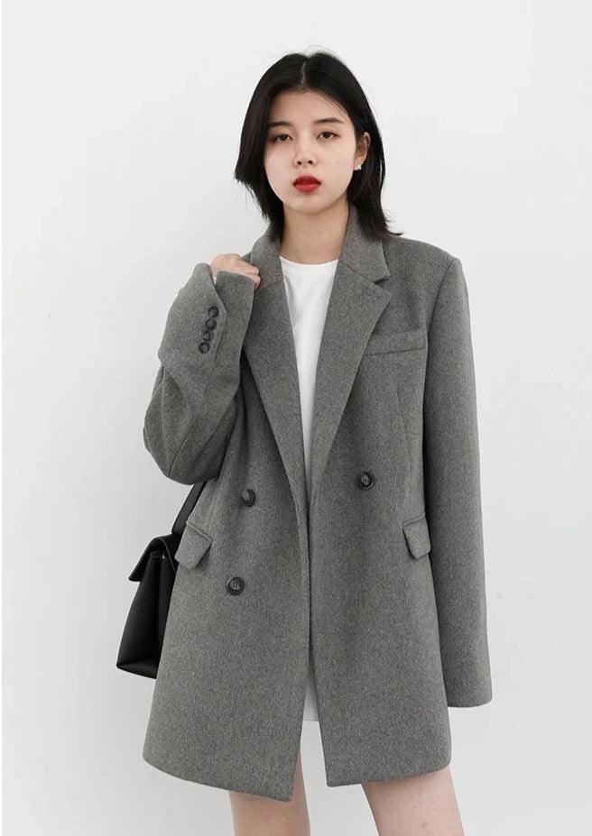 Solid Blend Wool Women's Coat