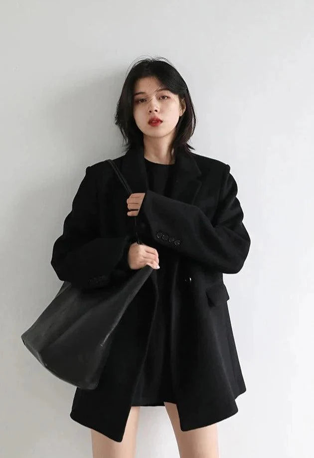 Solid Blend Wool Women's Coat