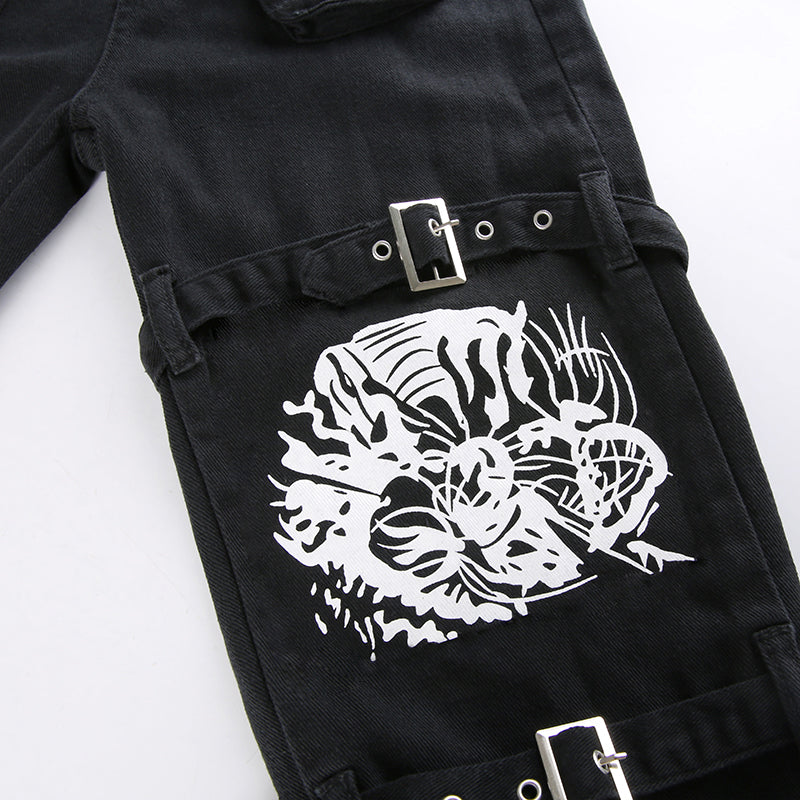 Y2K Gothic  Black Cargo Pants