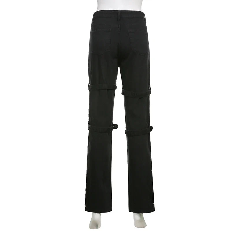 Y2K Gothic  Black Cargo Pants