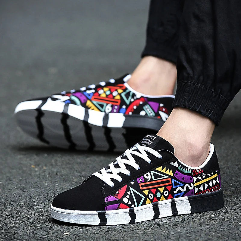 Colorful Graffiti Skateboard Shoes