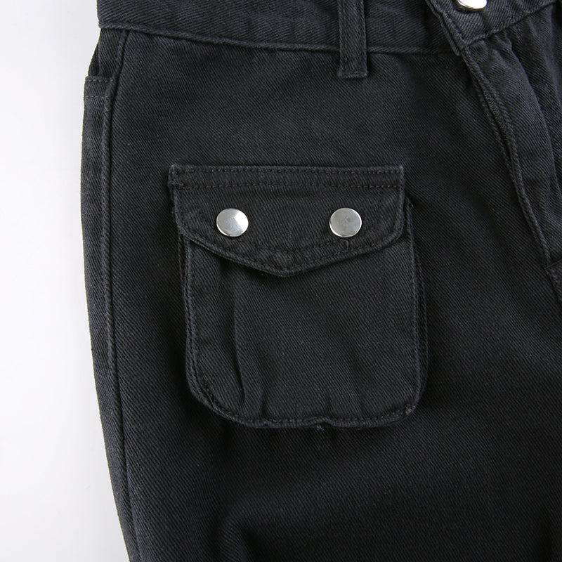 Y2K Gothic  Black Cargo Pants