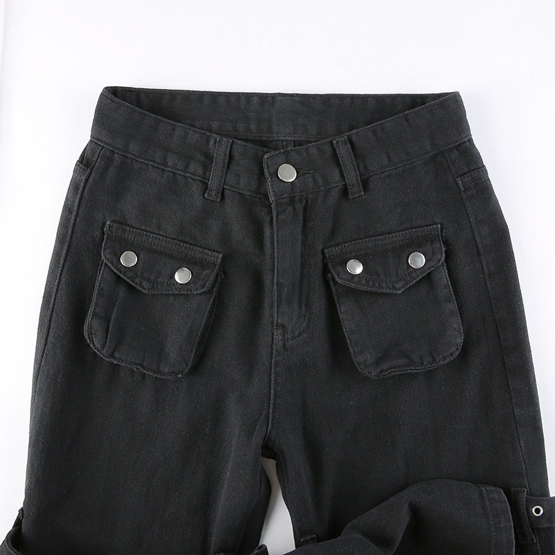 Y2K Gothic  Black Cargo Pants