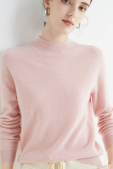 Mock Neck Solid Color Wool Sweater