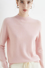 Mock Neck Solid Color Wool Sweater