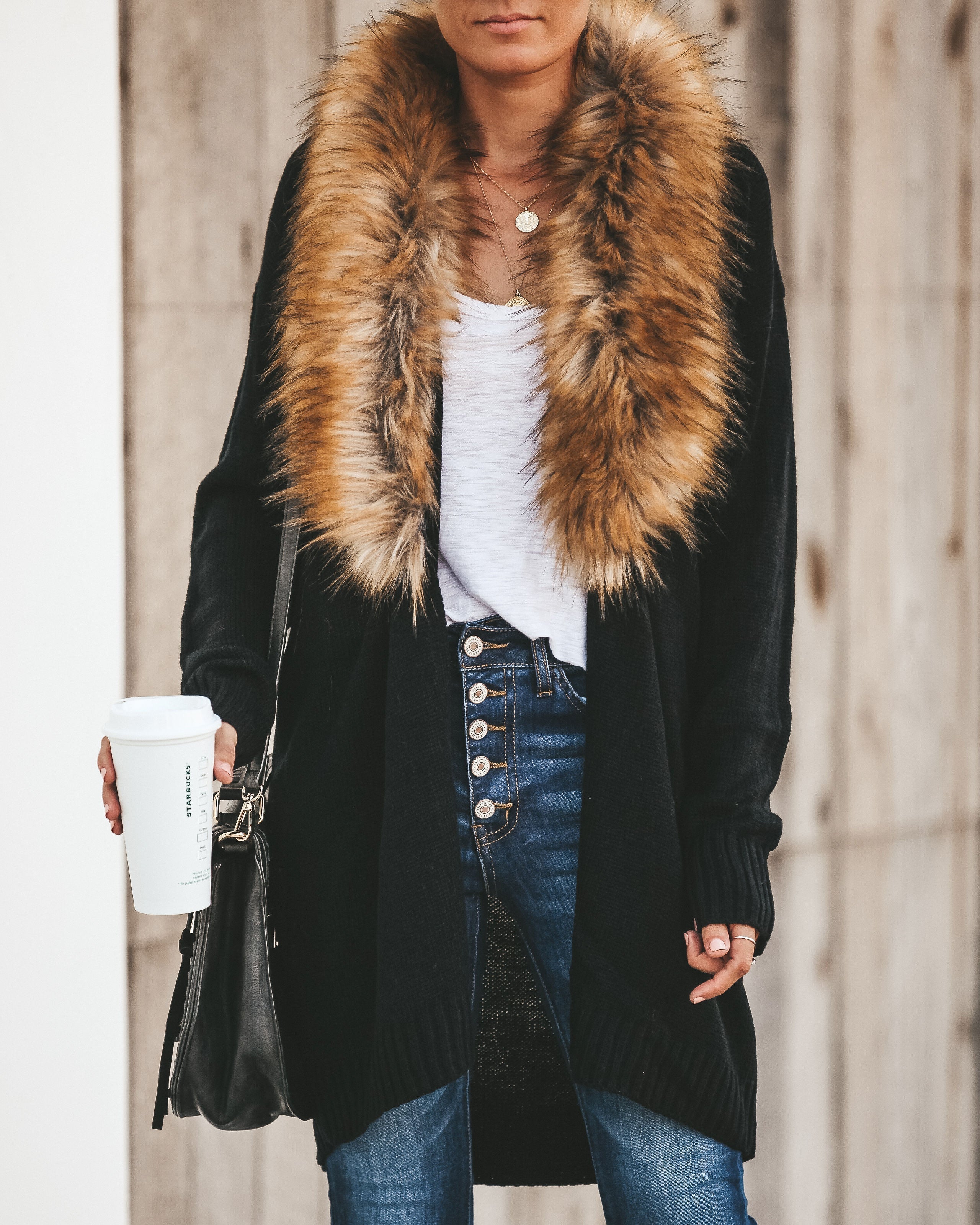 Nocturnal Faux Fur Cardigan