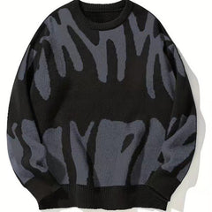 Irregular Pattern Contrast Knit Sweatshirt