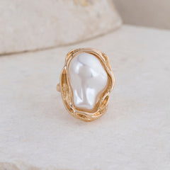Irregular Pearl Shaped Ring
