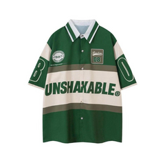 Letter Patchwork Oversized Shirt