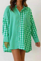 Long Sleeve Plaid Patchwork Shirt