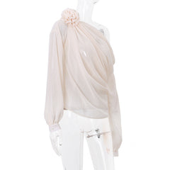 Asymmetric One Graceful Shoulder Off Blouse