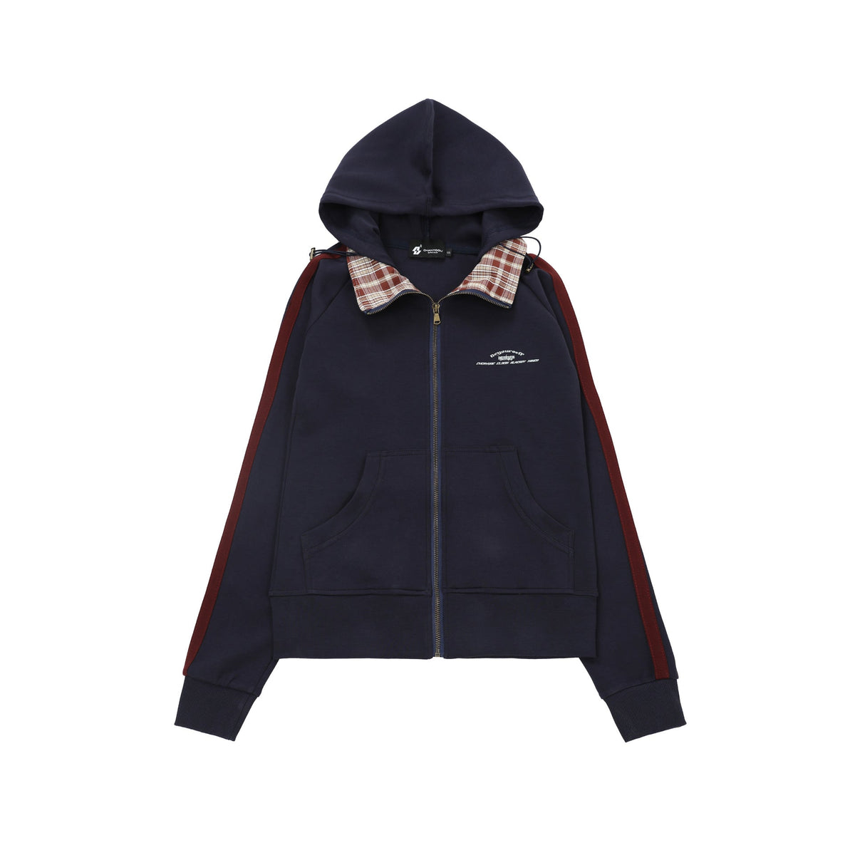 Plaid Accent Shoulder Hoodie