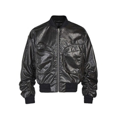 Leather Large Pockets Shiney Jacket