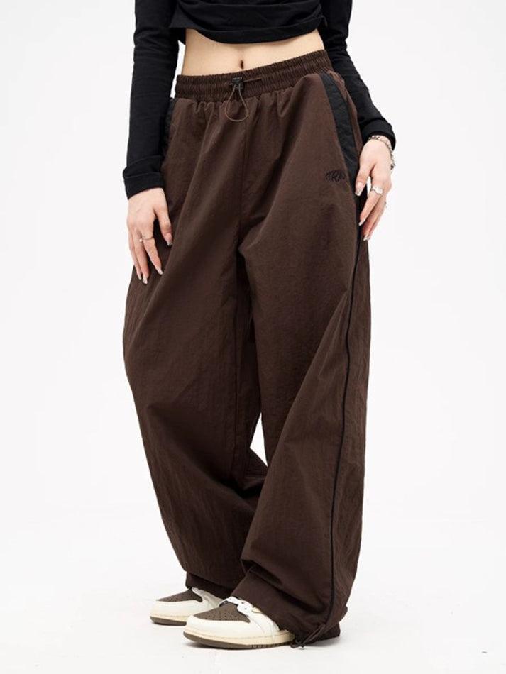 Contrast Piping Black Baggy Sweatpants - HouseofHalley