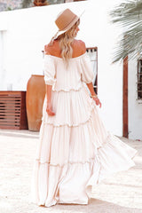 Vintage Casual Vacation Bohemian One-Shoulder Pleated Dress S-5XL