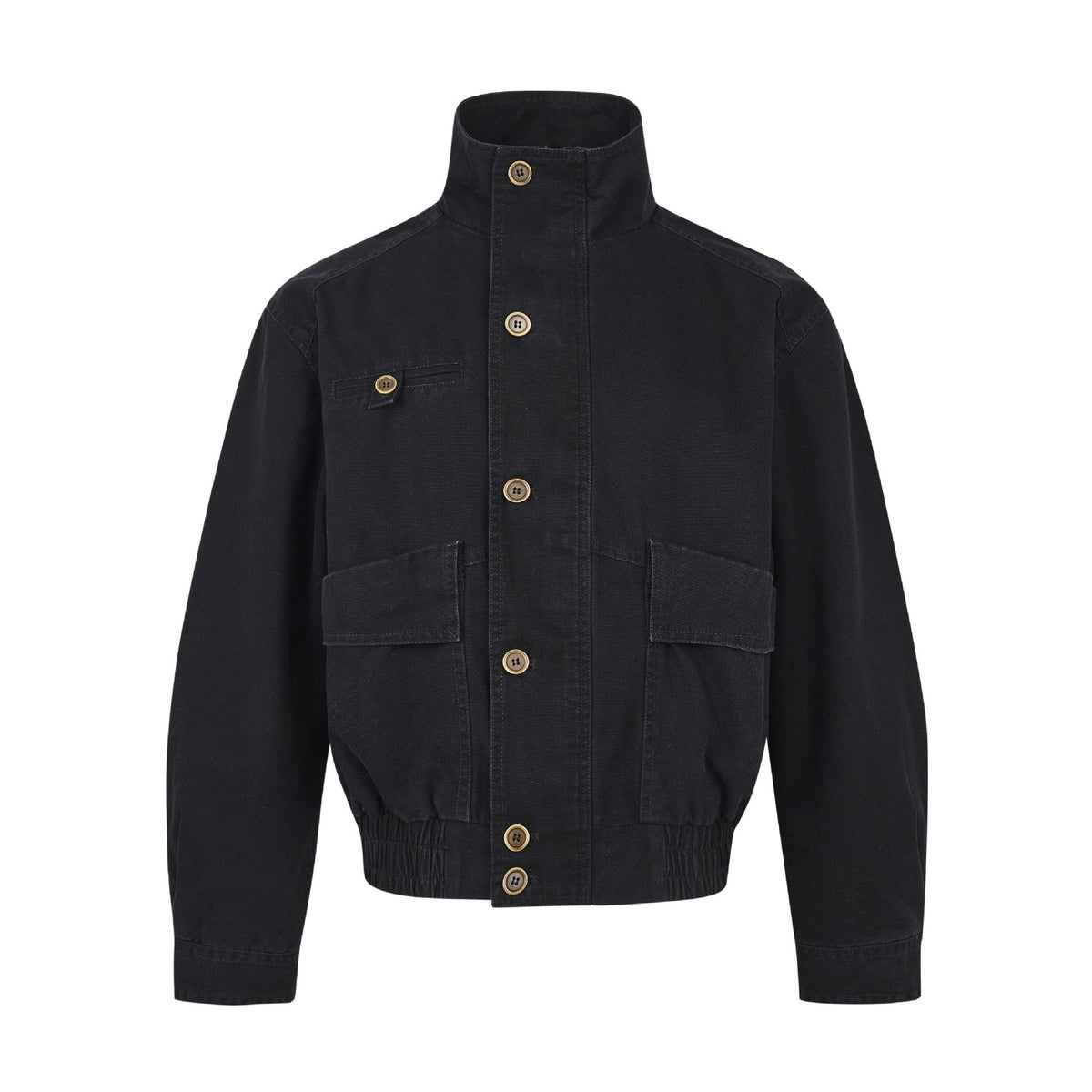 High Collar Buttoned Heavy Jacket