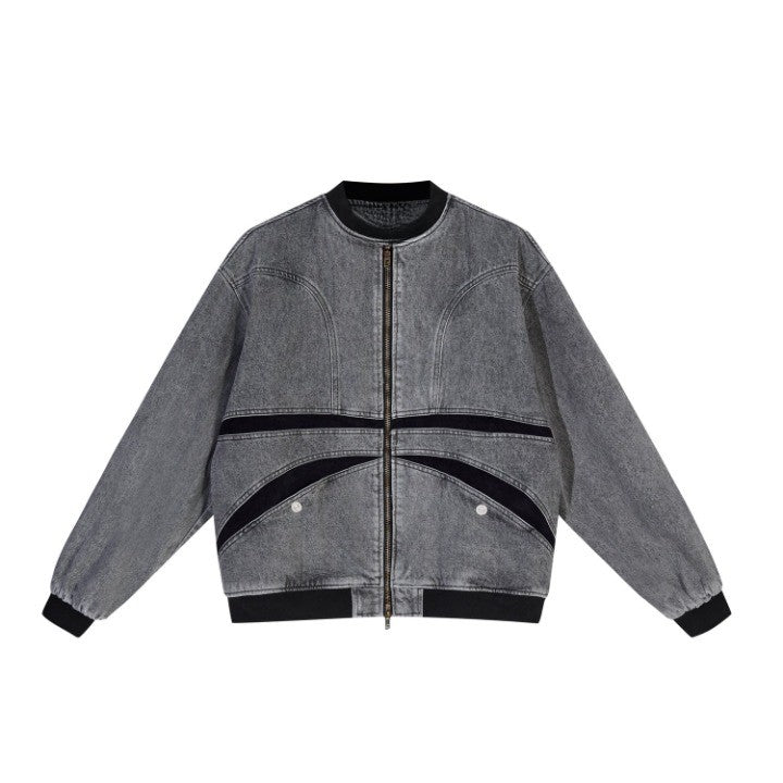 Old Denim Butterfly Zipper Jacket