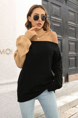 Off Shoulder Contrast Color Sweater