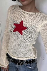 Pentagram Jacquard Crimping Sweater