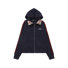 Plaid Accent Shoulder Hoodie