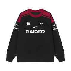 Retro Contrast Raglan Loose Sweater