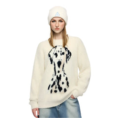 Spotted Dog Loose Jacquard Sweater